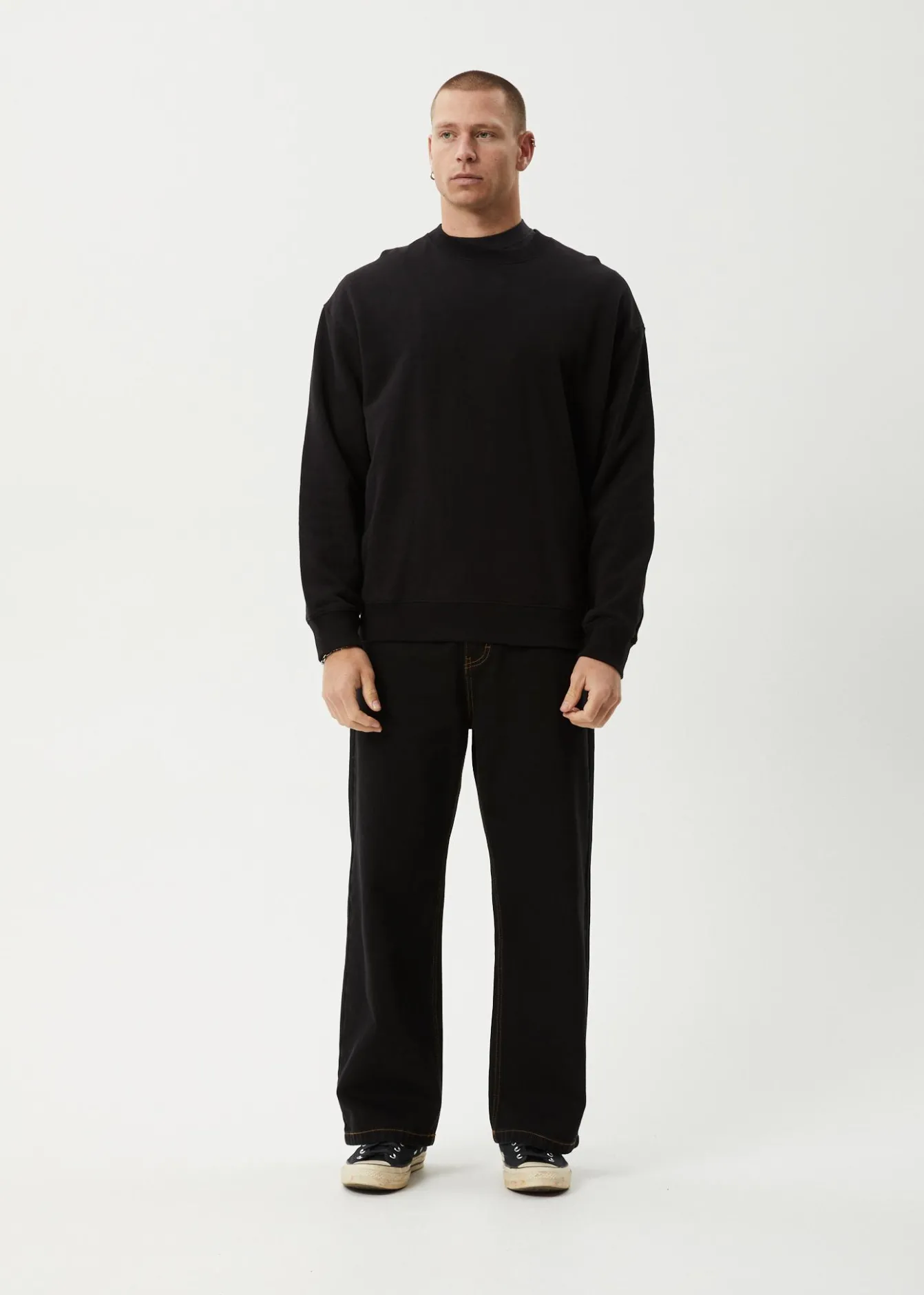 Sweaters & Hoodies|Long Sleeve<Afends Genesis - Crew Neck Jumper Black