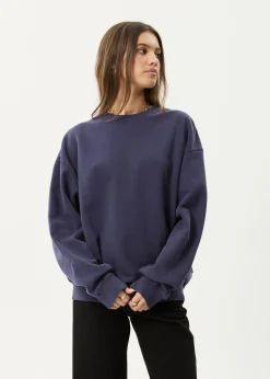 Sweaters & Hoodies|Long Sleeve<Afends Genesis  - Crew Neck Jumper Washed Deep Sea