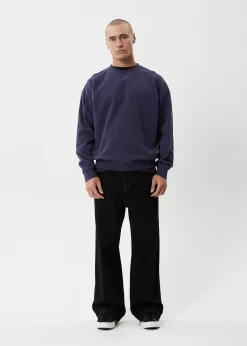 Sweaters & Hoodies|Long Sleeve<Afends Genesis  - Crew Neck Jumper Washed Deep Sea