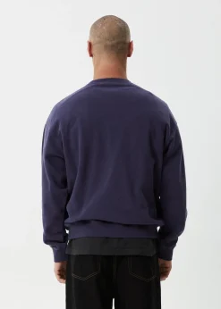 Sweaters & Hoodies|Long Sleeve<Afends Genesis  - Crew Neck Jumper Washed Deep Sea