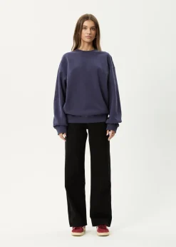 Sweaters & Hoodies|Long Sleeve<Afends Genesis  - Crew Neck Jumper Washed Deep Sea