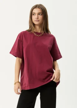 T-Shirts|Tees & Shirts<Afends Genesis  - Heavyweight Boxy Tee Washed Burgundy