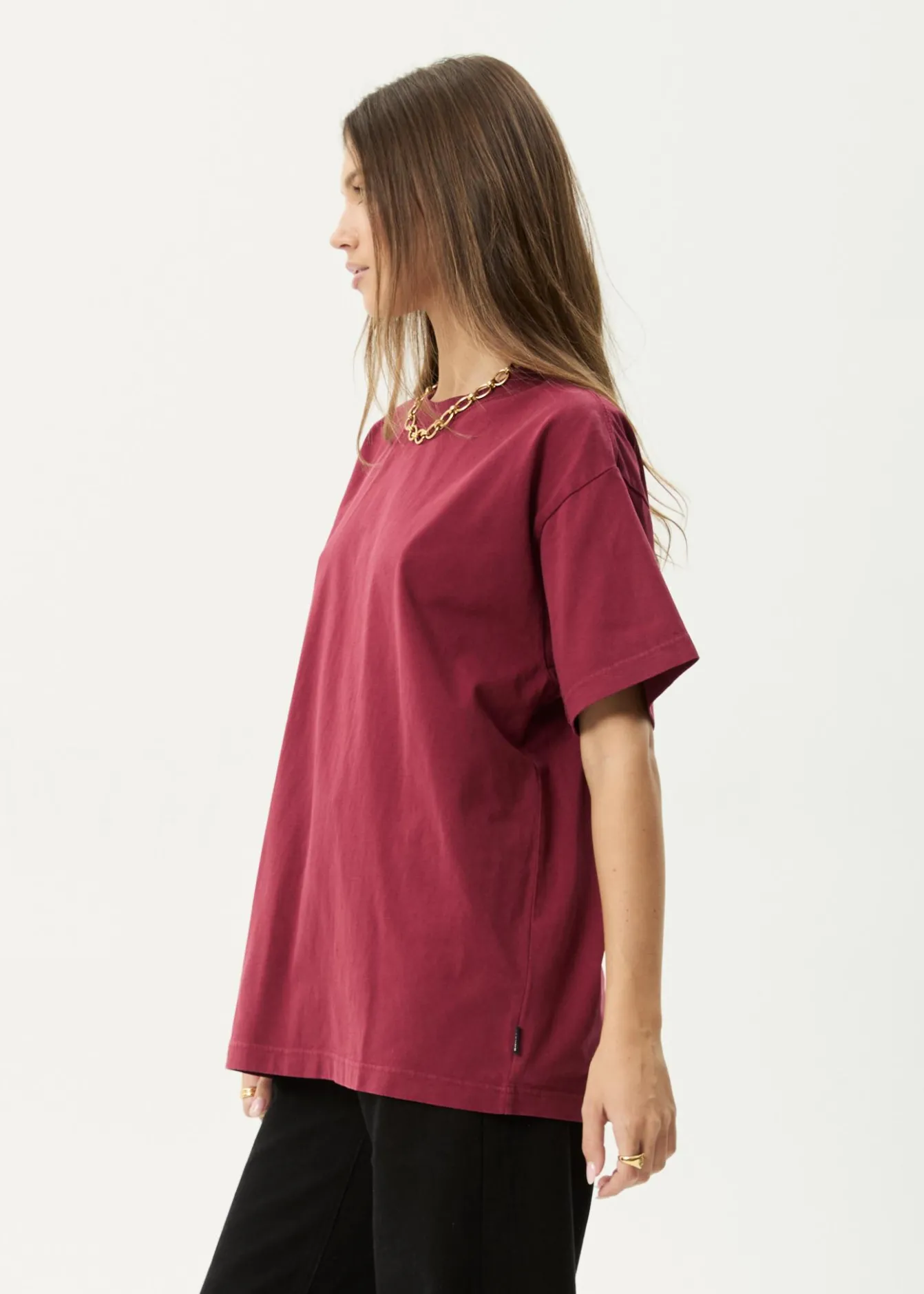 T-Shirts|Tees & Shirts<Afends Genesis - Heavyweight Boxy Tee Washed Burgundy