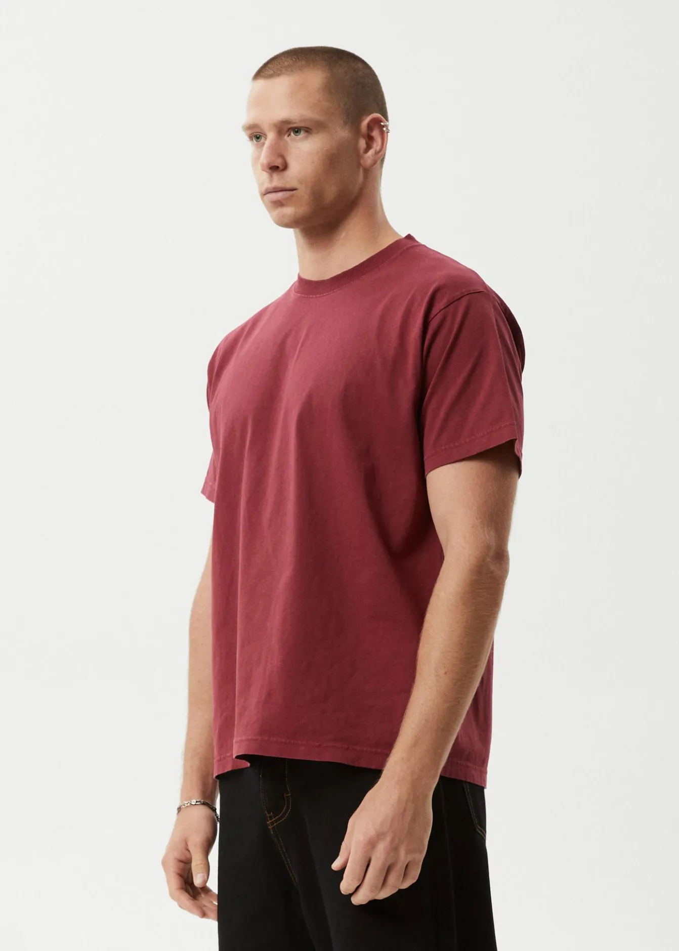 T-Shirts|Tees & Shirts<Afends Genesis - Heavyweight Boxy Tee Washed Burgundy