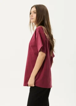 T-Shirts|Tees & Shirts<Afends Genesis - Heavyweight Boxy Tee Washed Burgundy