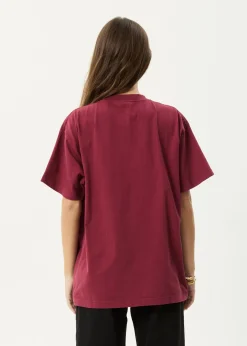 T-Shirts|Tees & Shirts<Afends Genesis - Heavyweight Boxy Tee Washed Burgundy