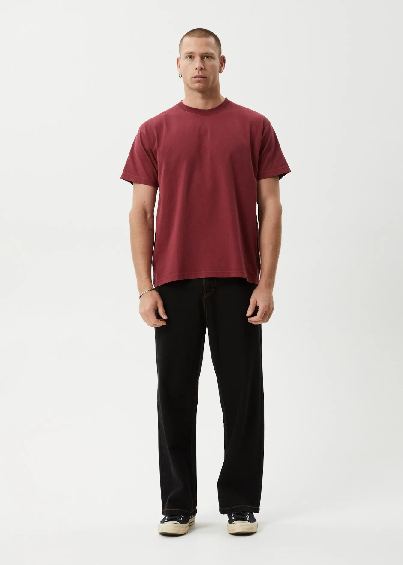 T-Shirts|Tees & Shirts<Afends Genesis - Heavyweight Boxy Tee Washed Burgundy