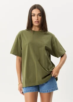 T-Shirts|Tees & Shirts<Afends Genesis  - Heavyweight Boxy Tee Military