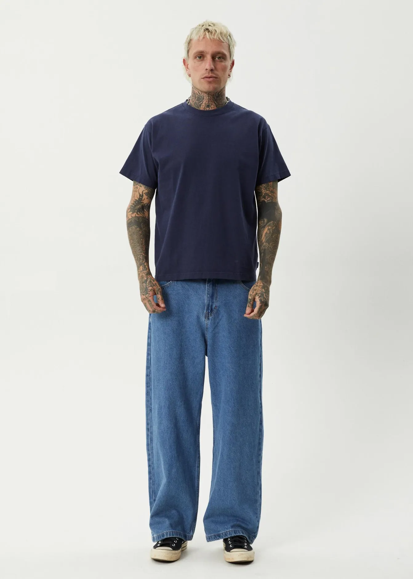 T-Shirts|Tees & Shirts<Afends Genesis - Heavyweight Boxy Tee Washed Deep Sea