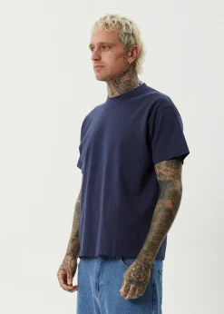 T-Shirts|Tees & Shirts<Afends Genesis - Heavyweight Boxy Tee Washed Deep Sea