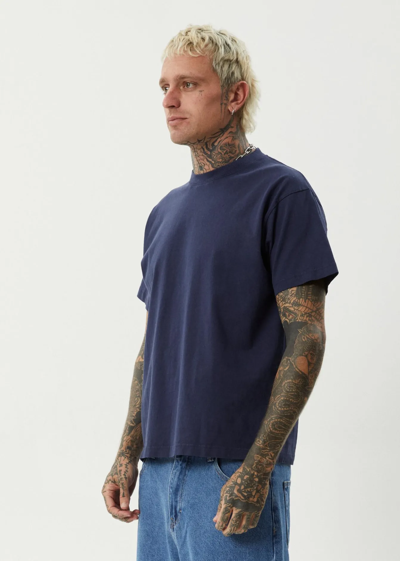 T-Shirts|Tees & Shirts<Afends Genesis - Heavyweight Boxy Tee Washed Deep Sea