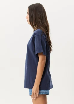 T-Shirts|Tees & Shirts<Afends Genesis - Heavyweight Boxy Tee Washed Deep Sea
