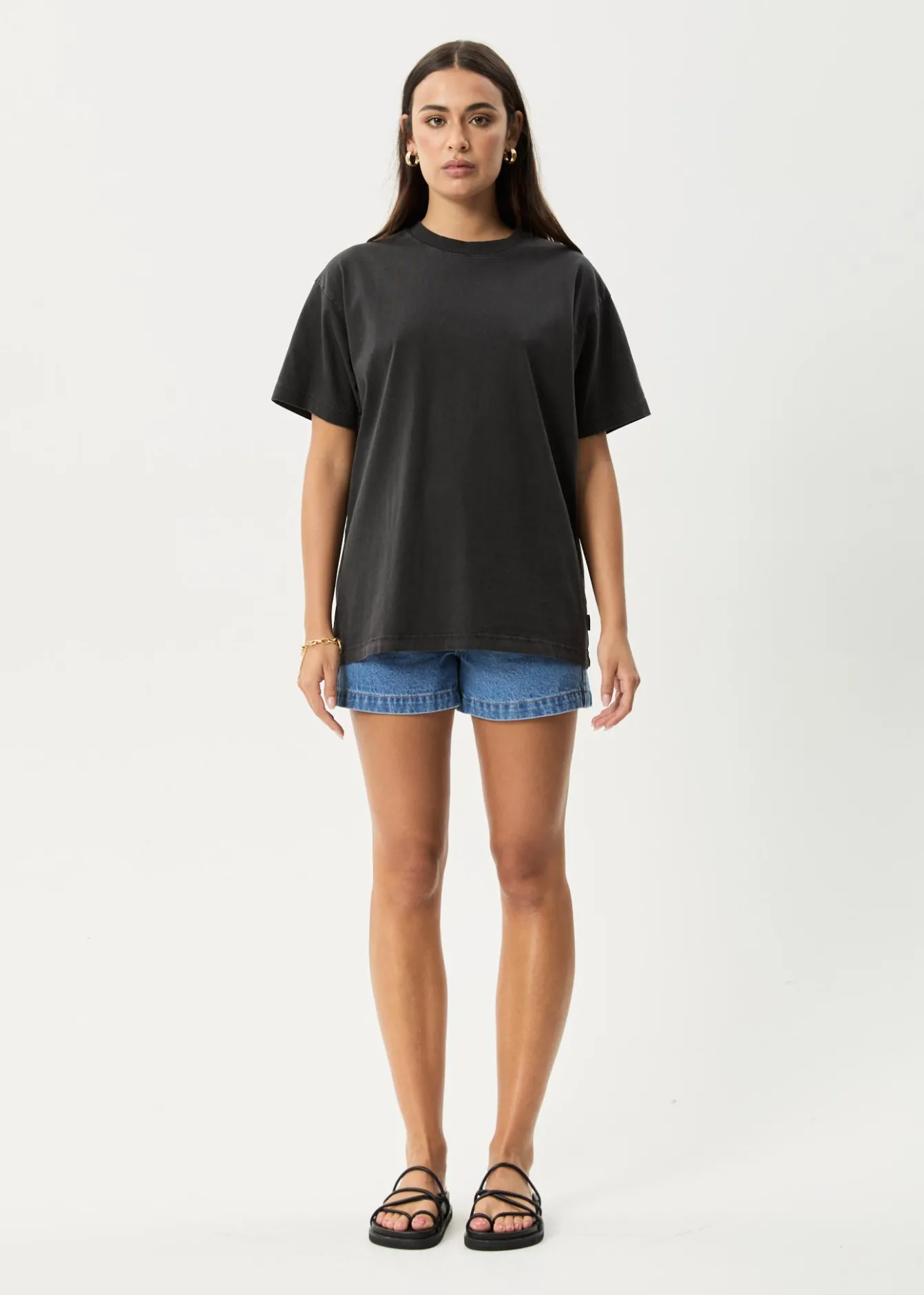 T-Shirts|Tees & Shirts<Afends Genesis - Heavyweight Boxy Tee Stone Black