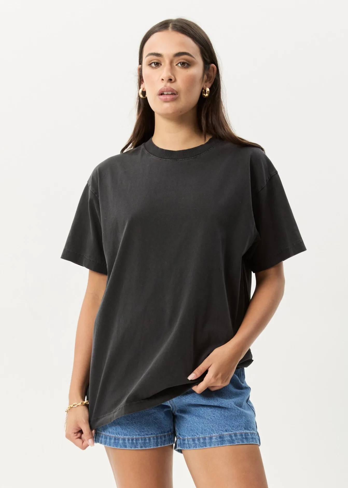 T-Shirts|Tees & Shirts<Afends Genesis - Heavyweight Boxy Tee Stone Black