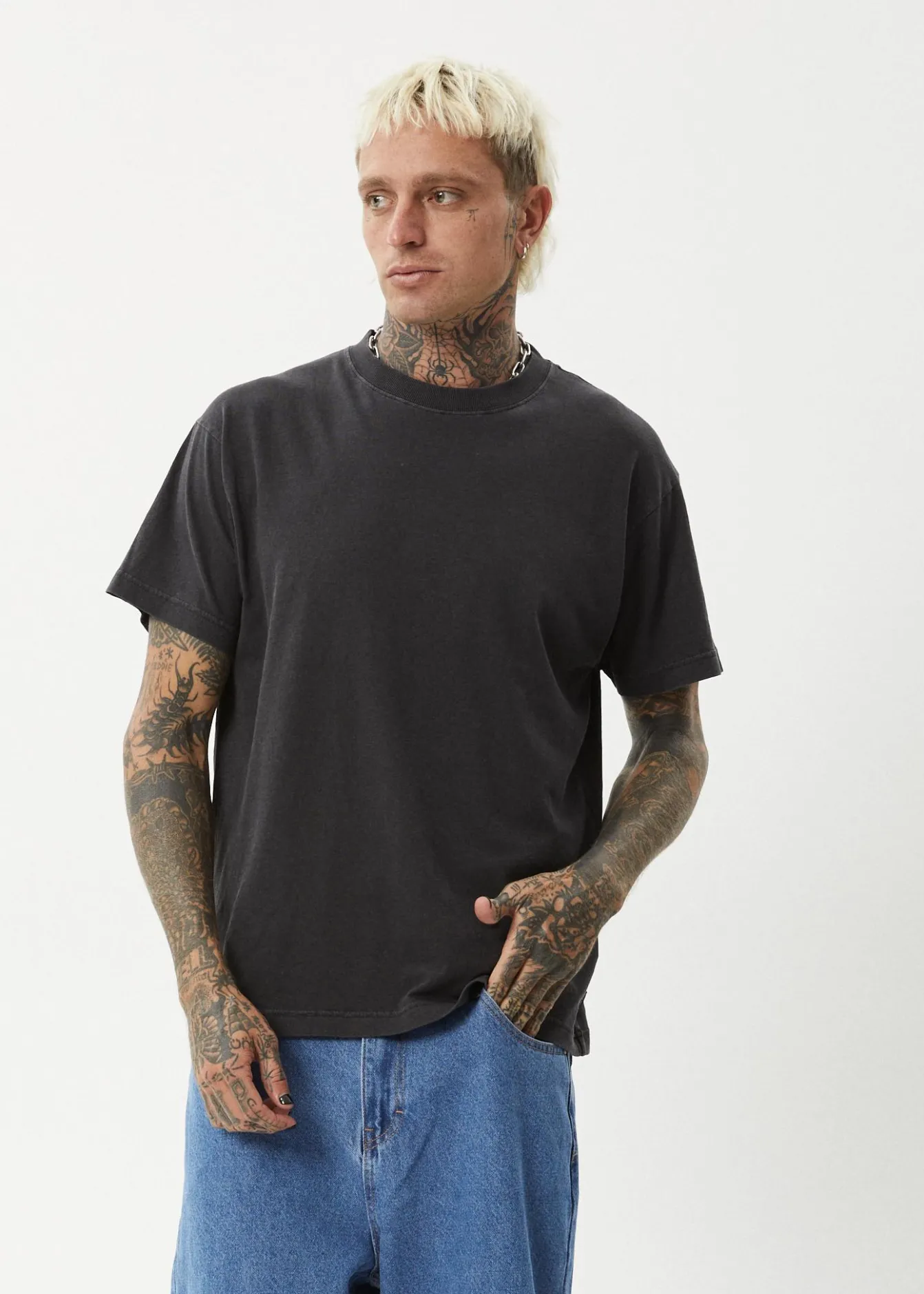 T-Shirts|Tees & Shirts<Afends Genesis - Heavyweight Boxy Tee Stone Black