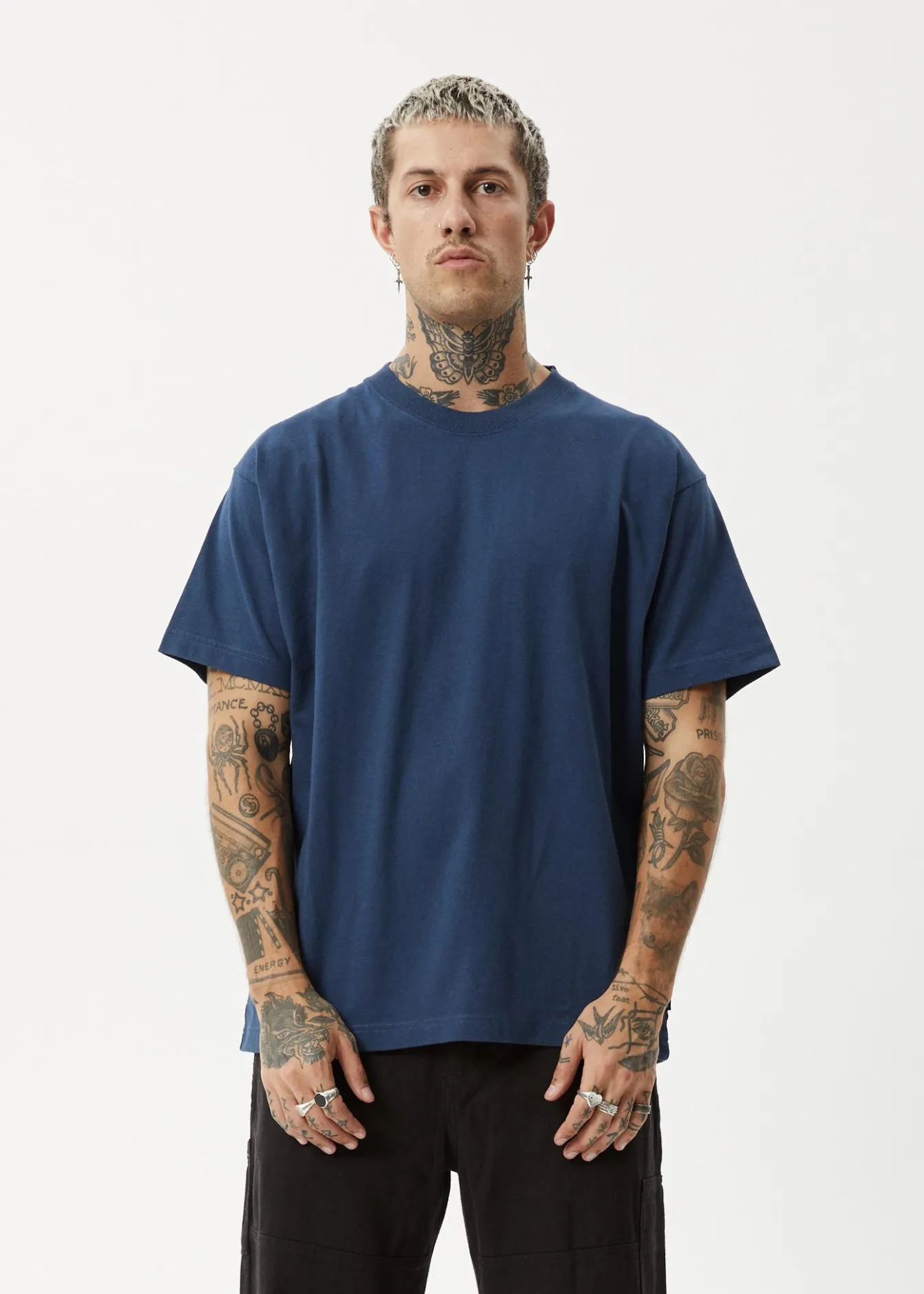 T-Shirts<Afends Genesis - Heavyweight Boxy Tee Navy