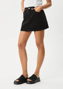 Skirts|Essentials<Afends Georgia  - Denim Skirt Washed Black