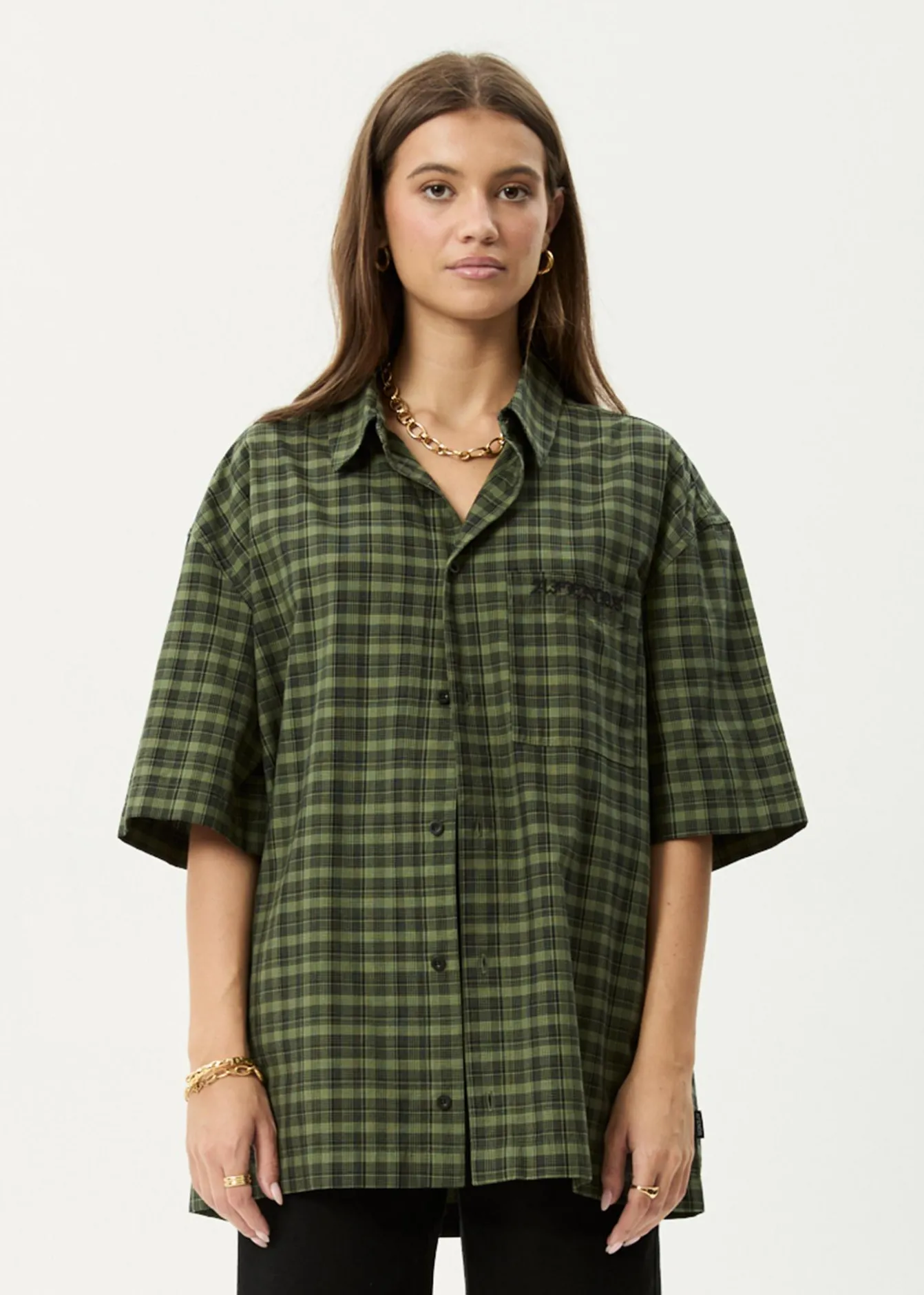 Shirts|Sets & Co-Ords<Afends Ghost - Short Sleeve Shirt Oil Green