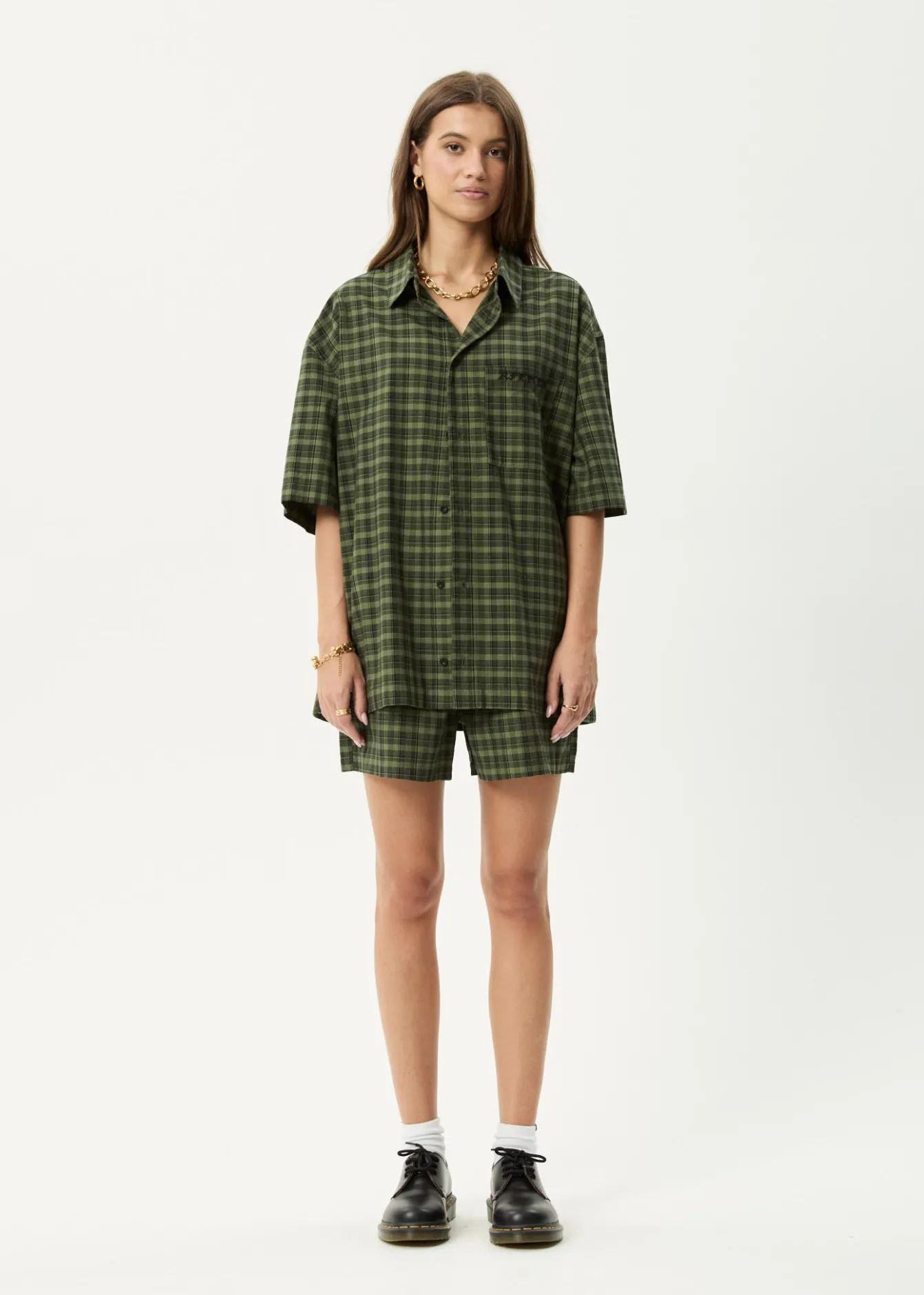 Shirts|Sets & Co-Ords<Afends Ghost - Short Sleeve Shirt Oil Green