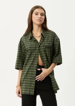 Shirts|Sets & Co-Ords<Afends Ghost - Short Sleeve Shirt Oil Green