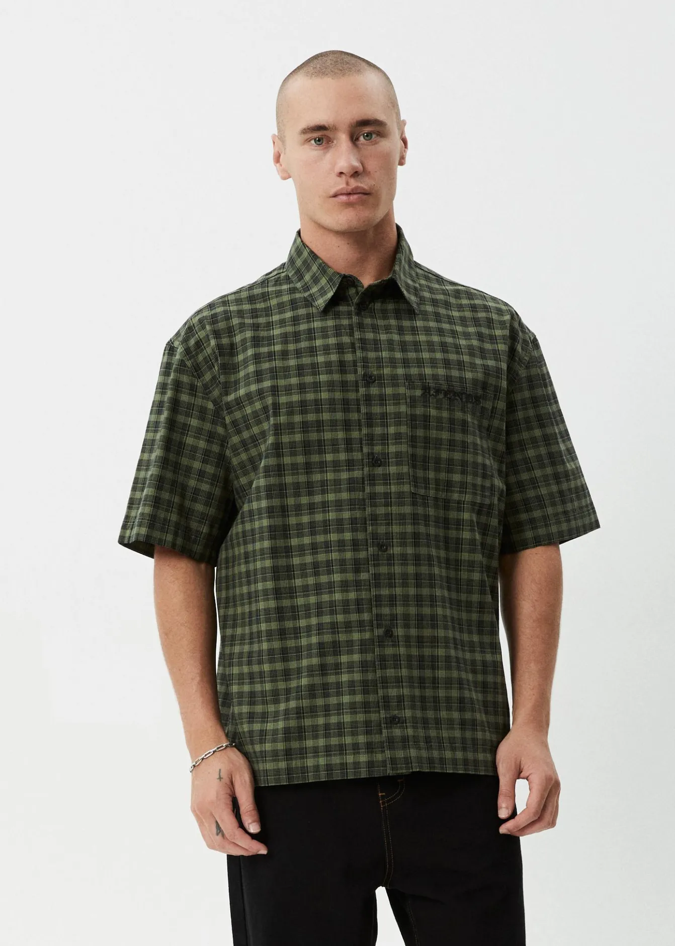 Shirts|Sets & Co-Ords<Afends Ghost - Short Sleeve Shirt Oil Green