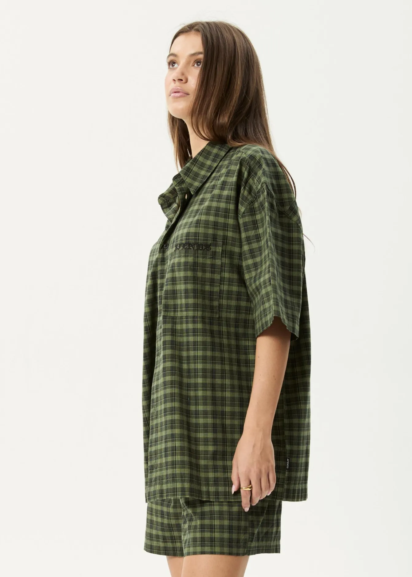 Shirts|Sets & Co-Ords<Afends Ghost - Short Sleeve Shirt Oil Green