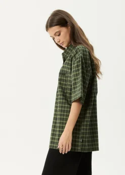 Shirts|Sets & Co-Ords<Afends Ghost - Short Sleeve Shirt Oil Green