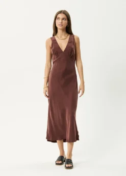 Dresses<Afends Gia  - Cupro Maxi Dress Hazelnut
