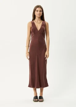 Dresses<Afends Gia  - Cupro Maxi Dress Hazelnut