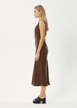 Dresses<Afends Gia  - Cupro Maxi Dress Coffee