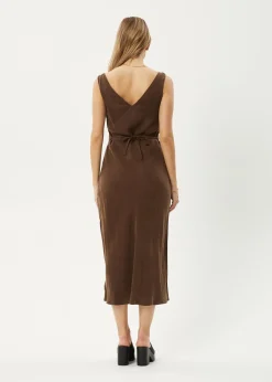 Dresses<Afends Gia  - Cupro Maxi Dress Coffee