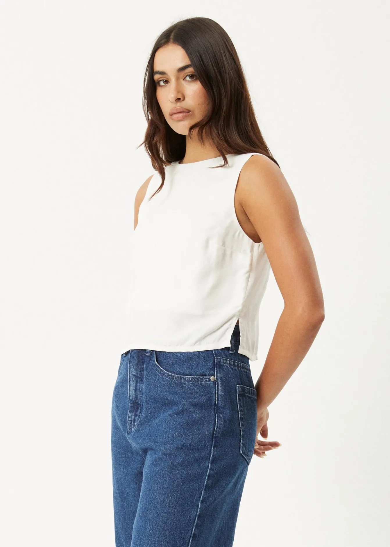 Sleeveless<Afends Gia - Cupro Top Off White