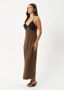 Dresses<Afends Giselle  - Cupro Maxi Dress Coffee