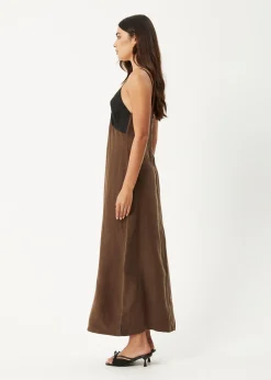 Dresses<Afends Giselle  - Cupro Maxi Dress Coffee