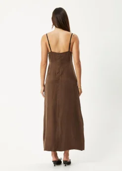 Dresses<Afends Giselle  - Cupro Maxi Dress Coffee