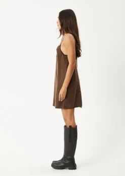 Dresses<Afends Giselle  - Cupro Mini Dress Coffee