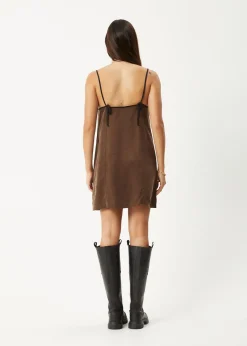 Dresses<Afends Giselle  - Cupro Mini Dress Coffee