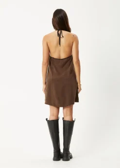 Dresses<Afends Giselle  - Cupro Mini Dress Coffee