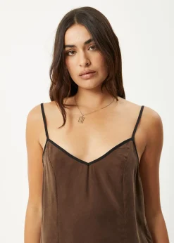 Dresses<Afends Giselle  - Cupro Mini Dress Coffee