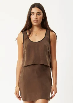 Sets & Co-Ords|Sleeveless<Afends Giselle - Cupro Tank Coffee