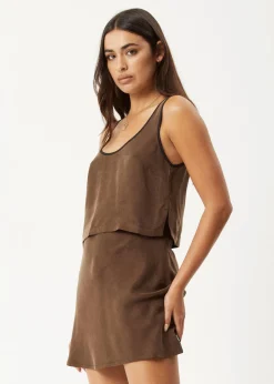 Sets & Co-Ords|Sleeveless<Afends Giselle  - Cupro Tank Coffee