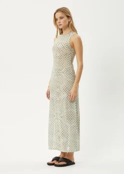 Dresses<Afends Glasshouse - Sheer Maxi Dress Sand Checker