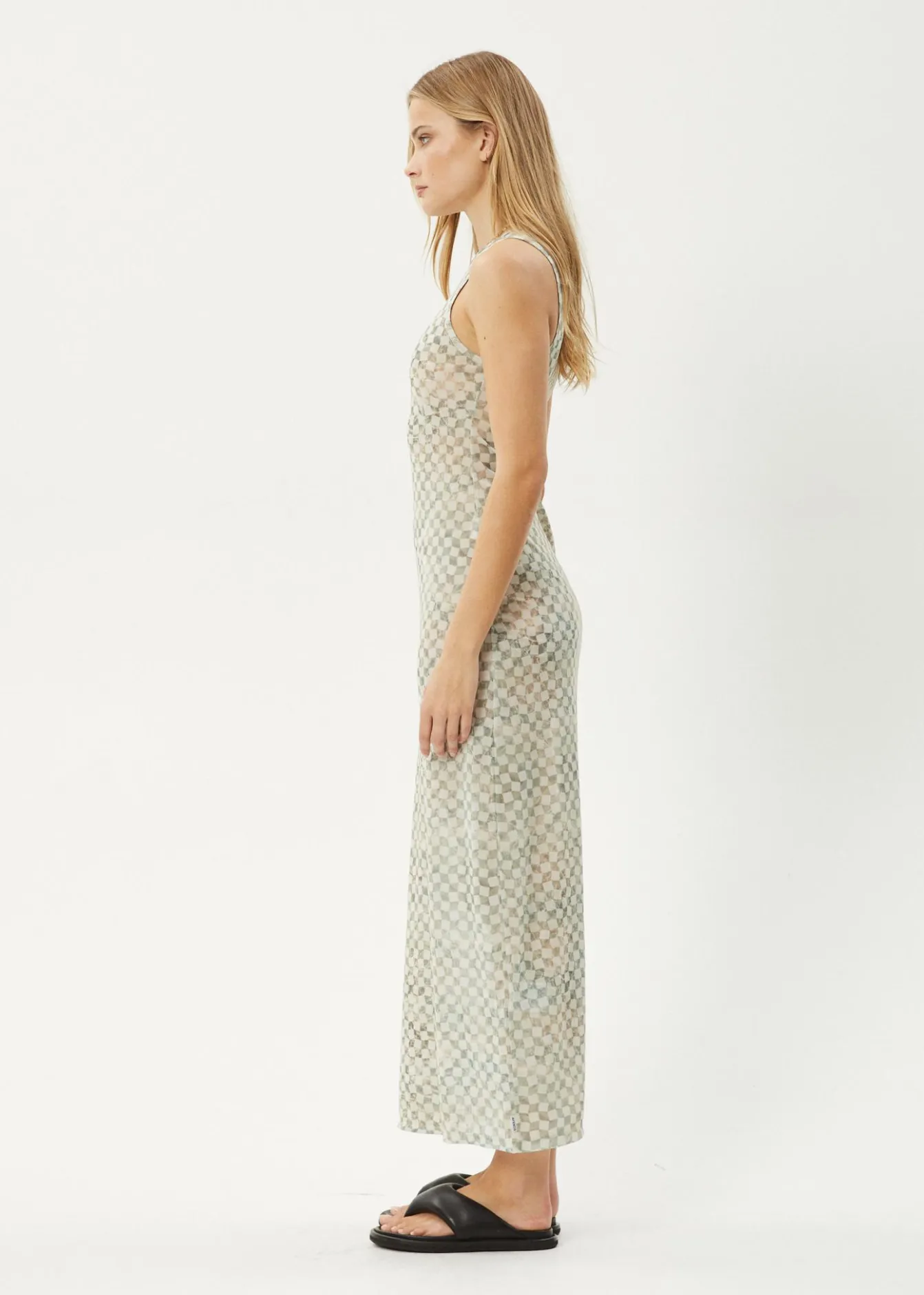 Dresses<Afends Glasshouse - Sheer Maxi Dress Sand Checker