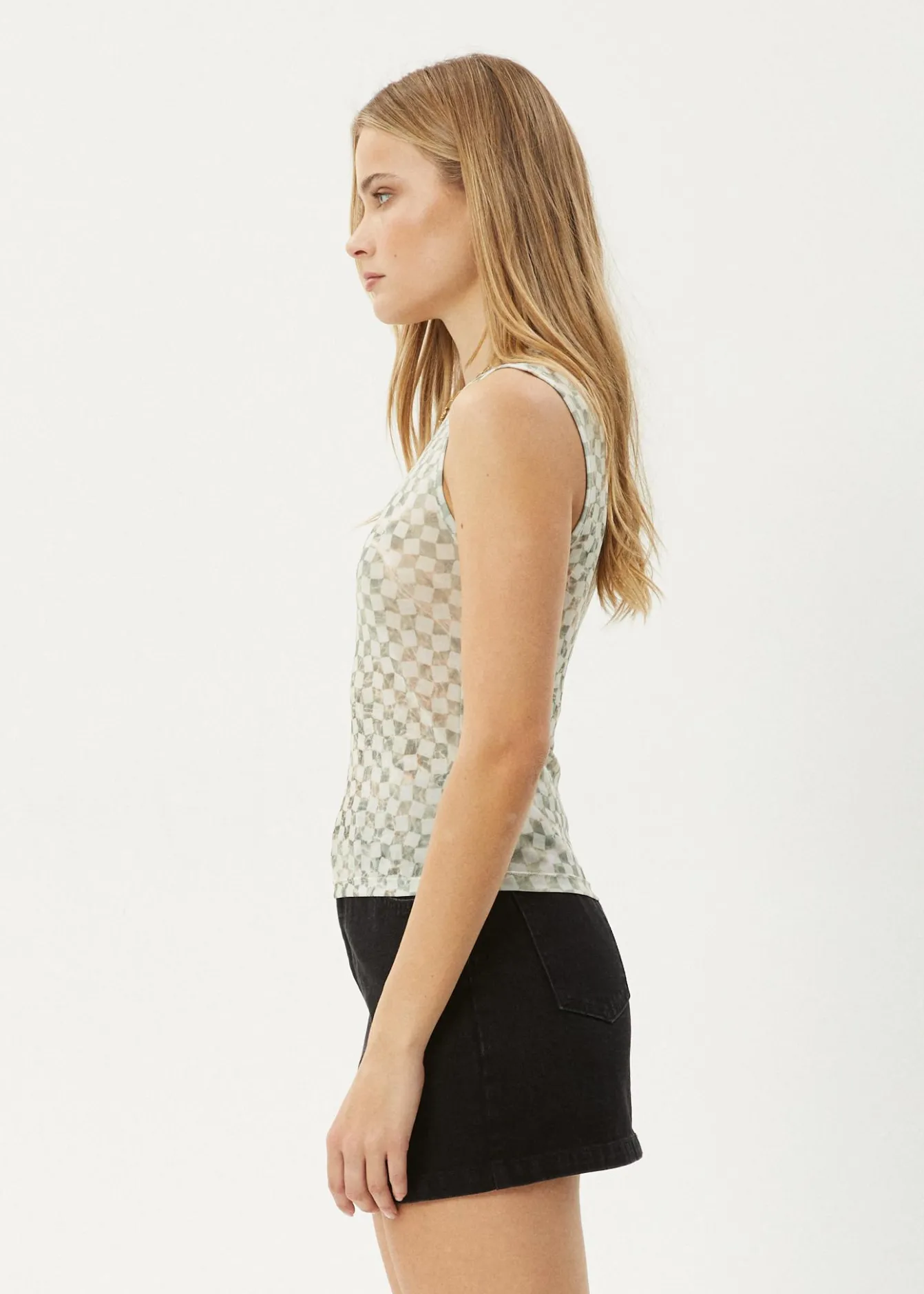 Sleeveless<Afends Glasshouse - Sheer Tank Sand Checker