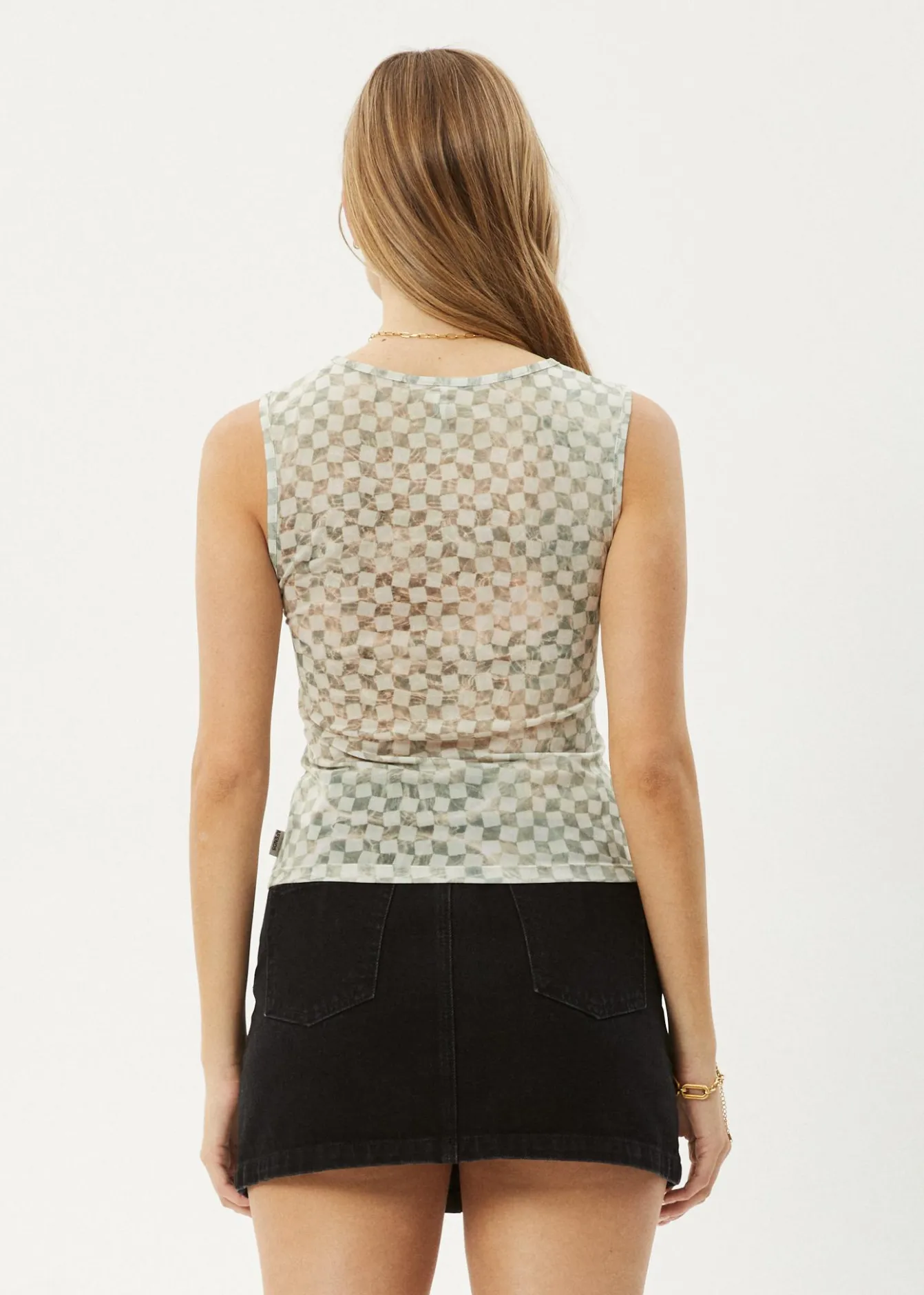 Sleeveless<Afends Glasshouse - Sheer Tank Sand Checker
