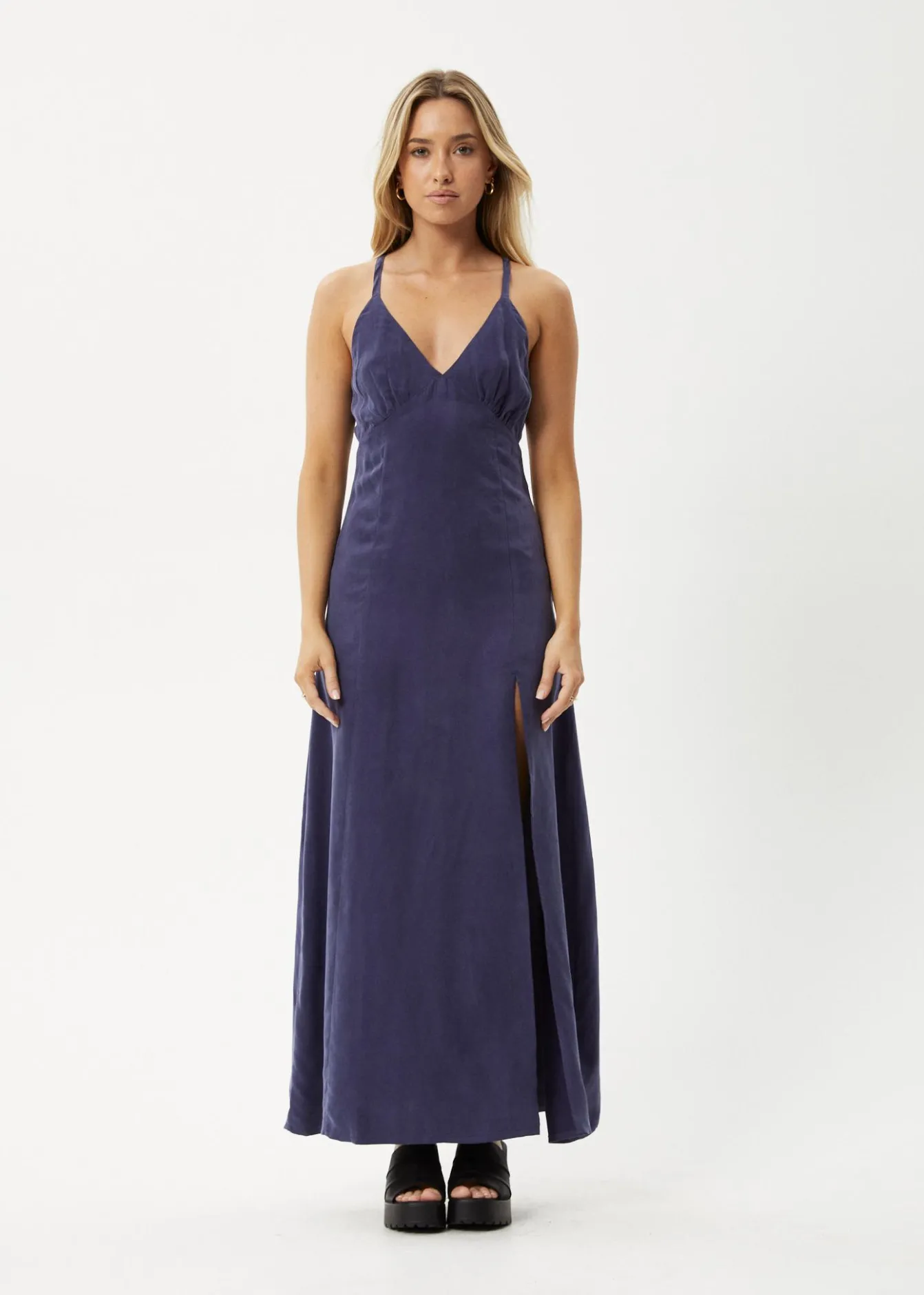 Dresses<Afends Grace - Cupro Maxi Dress Navy