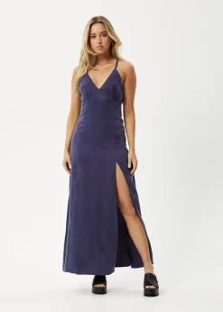 Dresses<Afends Grace - Cupro Maxi Dress Navy