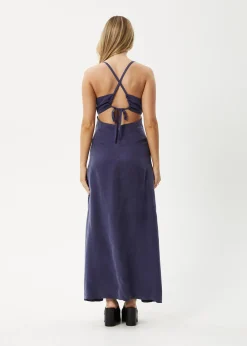 Dresses<Afends Grace - Cupro Maxi Dress Navy