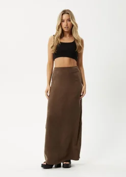 Skirts<Afends Grace - Cupro Maxi Skirt Coffee