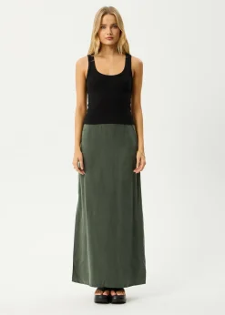 Skirts<Afends Grace  - Cupro Maxi Skirt Deep Green